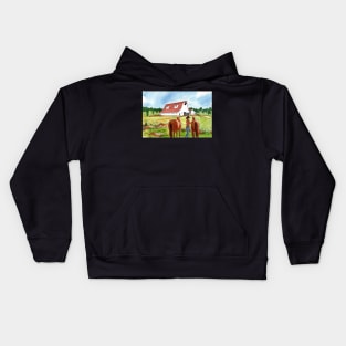 Horse Barn Homecoming Original Watercolor Kids Hoodie